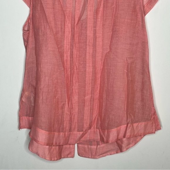 ANTHROPOLOGIE Moulinette Soeurs Silk Blend Ruffle Pleated Sheer Blouse Barbie - Picture 6 of 9